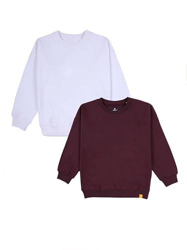 Image of KiddoPanti Boys Solid Round Neck Full Sleeve Fleece Sweatshirt | 60% Cotton 40% Polyester | Soft Warm Winter Pullover | Ribbed Cuffs & Hem | Casual Winter Sweatshirt for Kids