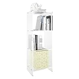 Nalwort Clear Acrylic Bookcase, 3-Tier Cube Storage Bookshelf, Modern Standing Display Bookshelf 31.5' Tall, Narrow Bookcase, Sturdy Open Book Shelf for Office, Living Room, Bedroom