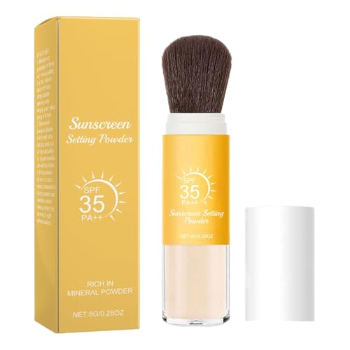 Protector Solar Mineral En Polvo,Polvo Fijador Con Protección Solar | Control de Brillo Efecto Mate Translúcido Textura Ligera y Transpirable Duradero para Piel Grasa y Sensible