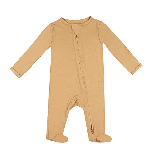 Image of TWINOR Baby Footed Pajamas with Mittens, Soft Bamboo Viscose One-Piece Romper for Newborn Infant