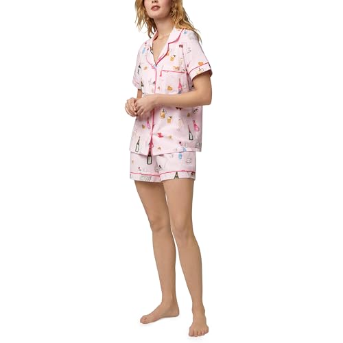 Image of Bed Head PJs Womens Matching Pajamas - Soft Organic Short Sleeve Button Down PJ Shirt & Shorts Set - Sleepwear & Loungewear