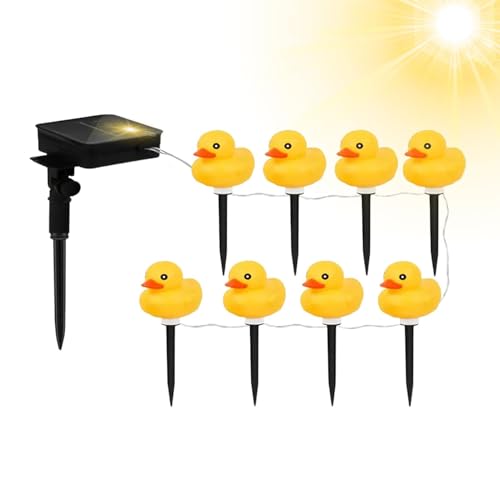 Luces solares de jardín LED – Hada al aire libre, Guirnalda festoneada con patrón de pato amarillo, iluminación decorativa impermeable | Uso para la decoración del paisaje del patio, patio trasero