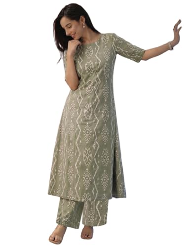 Image of ANNI Designer Co Ord Set for Women Viscose Printed | A Line Kurta Palazzo Set for Woman | Round Neck Elbow Sleeve Ethnic Dress Stylish Coord Outfit Trendy Womens Clothing