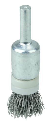 Image of Weiler 11100 0.006 inch Wire Size, Steel Bristles, Banded, Solid End, Stem-Mounted Crimped Wire End Brush, Made in The USA (Pack of 10)