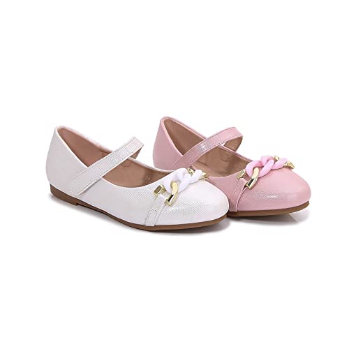 Girls Round Toe Mary Jane Metal Accessory Slip-On Flats Ballet Shoes Women4