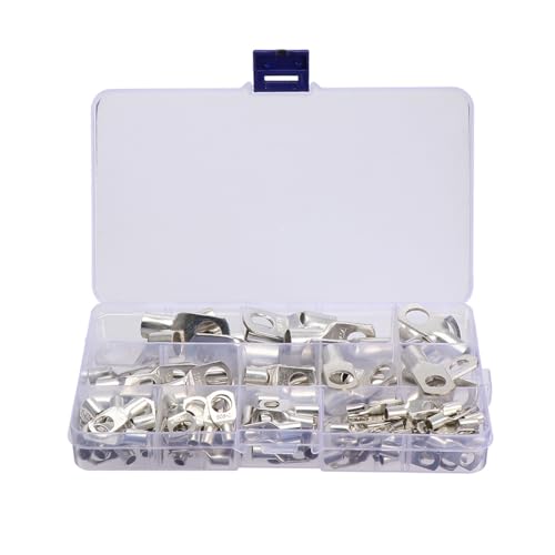 Terminales de cobre estañado de 6-50 mm² con extremos cerrados para cable de batería, 120 uds.