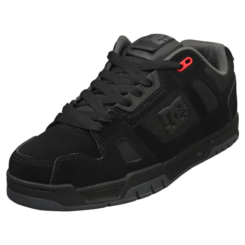 Dc Shoes Stag-Leather Shoes For Men, Scarpe Da Ginnastica, Black/Grey/Red