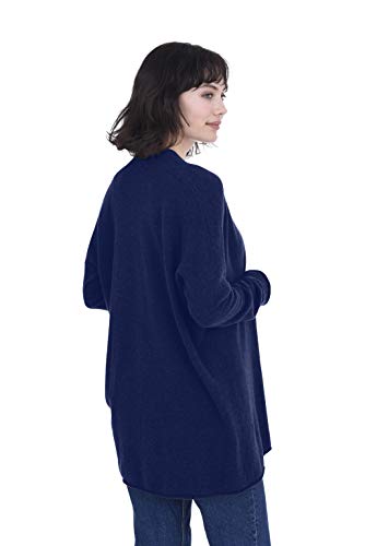 Image of Cashmeren Women's 100% Pure Inner Mongolian Cashmere Essential Mid-Thigh Cardigan (Small, Navy)