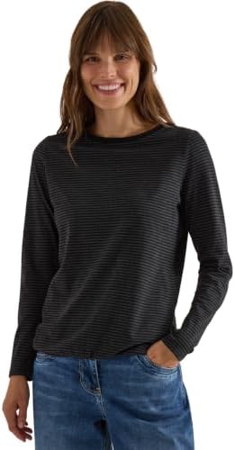 Damen Langarm Shirt mit Boat Neck und Streifen
