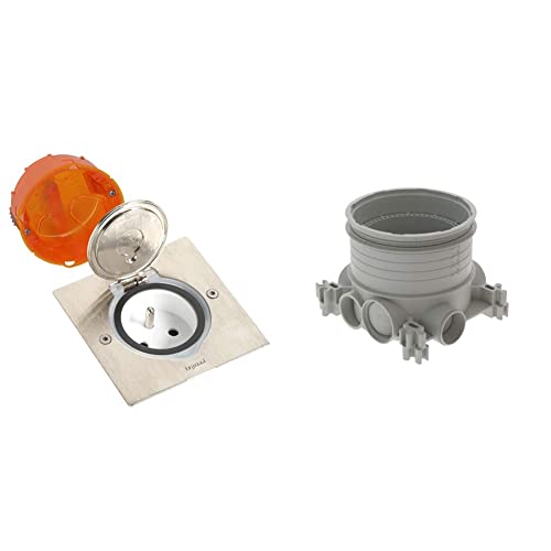 Legrand - Prise de sol inox étanche IP44 avec clapet de protection + boite à encastrer & Batibox 81988 Boîte de rangement sous vide D80 mm