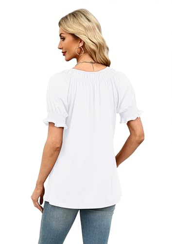 Image of WIHOLL Womens Short Sleeve Square Neck Summer Tops Dressy Casual Blouses Trendy Clothes 2026
