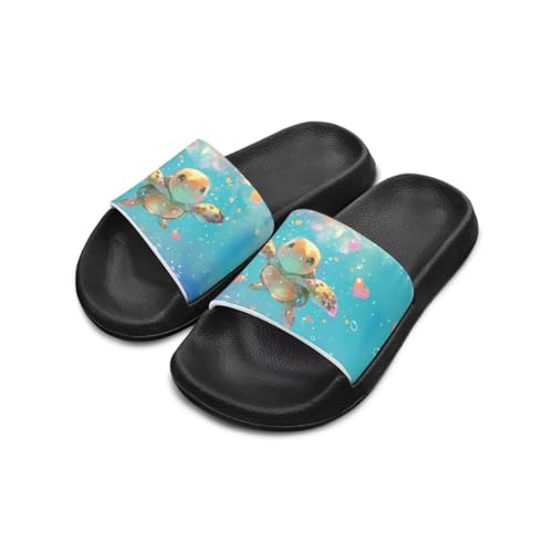 UNICEU Animal Print Slides Sandals for Kids Quick Dry Slip On Lightweight House Slippers Comfort Non-Slip Shower Indoor Shoes