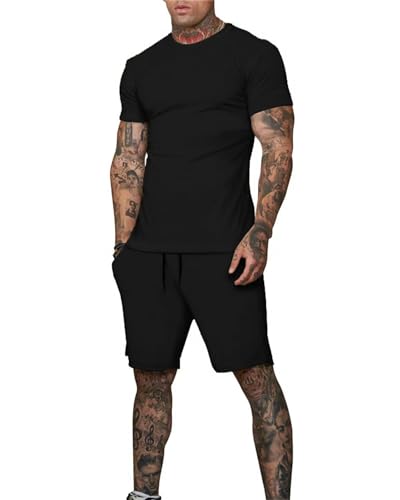 Uni Clau Mens Short Sets 2 Piece Outfits Fashion Summer Tracksuits Casual Shirt and Shorts Set2