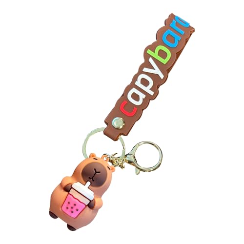 Capybara Nyckelring - 4,2 x 6,2 cm capybara-berlock, söt tecknad nyckelring, rolig capy-bara hänge, ryggsäck capy-bara tillbehör | förtjusande nyckelhållare för barn flickor pojkar väska dekoration