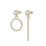 Pendientes apilables 925, aretes colgantes únicos para mujer, cilindro y círculo con circonita cúbica, Plata de ley, Circonia cúbica