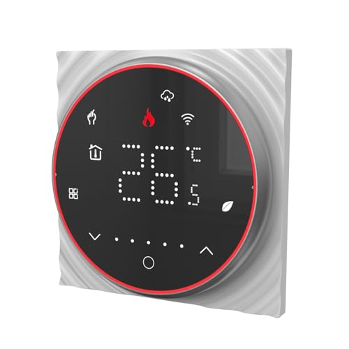WiFi Smart Thermostat, Thermostat à Domicile Numérique AC 95-240V Kapazitative Touch Bouton PC PC20 Formulaire carré de Niveau de Preuve pour le Bureau (BLACK)