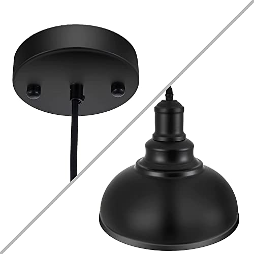 Mgloyht 2Pcs Pendant Lights, Metal Vintage Farmhouse Ceiling Lamp, Hanging Light Fixtures With E26 Base, Industrial Black Pendant Lighting For Hallway Kitchen Island Dining Room Living Room #TOP2