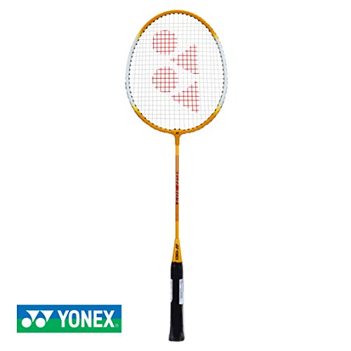 Image of Yonex Mavis 10 Nylon Shuttlecock, Yellow, Pack of 6 | Made in Japan (Green Cap)&Yonex GR 303 Aluminum Blend Badminton Racquet with Full Cover (Yellow)
