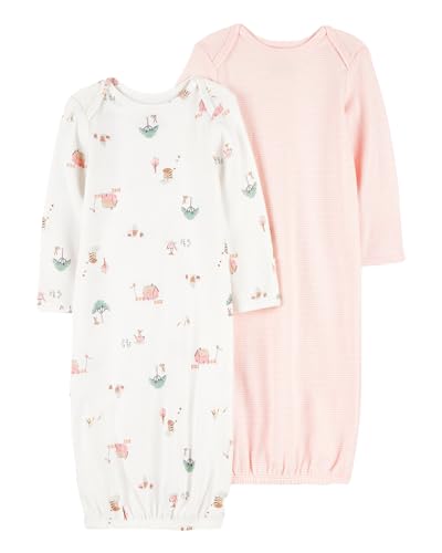 Catálogo de Camisones para Bebé - solo los mejores. 43 Carter's - Paquete de 2 batas de dormir para bebé (rosa/marfil, recién nacido)