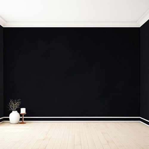 Image of Solid Black Wallpaper Thick Matte Black Contact Paper Decorative Peel and Stick Wallpape Self Adhesive Removable Wallpaper for Kitchen Cabinet Furniture Waterproof (61X122cm)