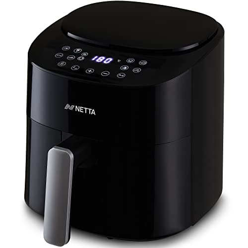 NETTA Airfryer 4.2L Digital Air Fryer with 60 Minutes Timer, 1300W - Touch Screen Blue LED Display and Fully Adjustable Temperature Control for Low Fat Cooking.
