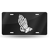 FeHuew Hoping Praying Skeleton Hand License Plate Front Car Decorative Novelty Auto Plate Car Tag Vanity Gift Metal Aluminum Plate for Women/Man 12x6 inch Wall Decor