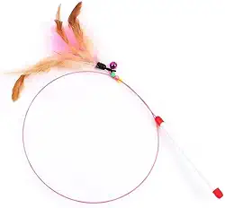Vara Gato Brinquedos Fio De Aço Pena a e Guizo 100 cm XR018