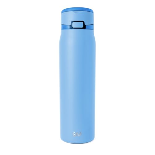 Image of Simple Modern Water Bottle with Straw & Handle | 30oz | Blue | Mesa Loop Insulated Water Bottle for School, Sports, Travel | Leak Proof, Stainless Steel | Snow Day