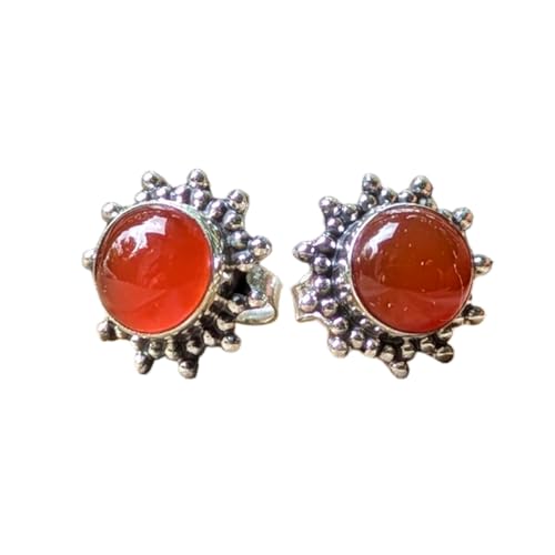 Puces d'oreilles onyx rouge anti-allergie en argent 925 véritable