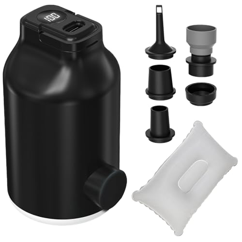 Bomba para inflables, inflador eléctrico portátil con 5 boquillas, accesorios de recreación deportiva al aire libre para camping, flotador, colchón, kayak, piscina, amigos