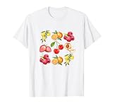 Cottagecore Watercolor Fruit Peaches Cherries Strawberries T-Shirt