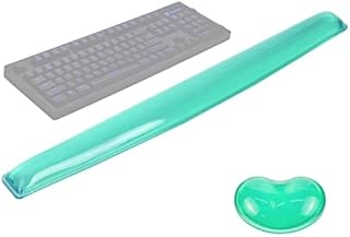 ABRONDA Gel Keyboard & Mouse Wrist Rest Set - Keyboard Wrist Rest Pad & Mouse Support for Office Gaming Pad Computer Laptop Ergonomic Comfortable Pain Relief-Green Pad Set