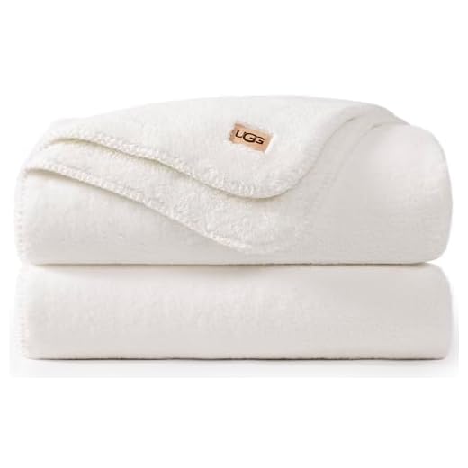 UGG Whitecap Plush Throw Blanket Fleece Lightweight Soft Cozy Throw for Couch or Bed Luxury Home Decor for Living Room Washable Hypoallergenic Blankets for Dorm Decor, 50-inch x 70-inch, White Snow