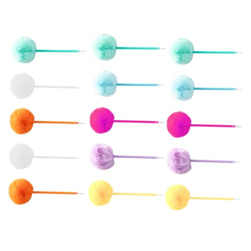 TEMPNAP 15個 カラフル ペン オフィス用 カラフル ボールペン ペン 漫画 装飾 ふわふわ 女の子用 クリスマス パーティー 記念品 ハー