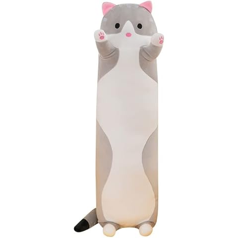 Funthy Long Cat Plush Pillow Cartoon Cat Stuffed Animals Decorative Hugging Pillow Cover