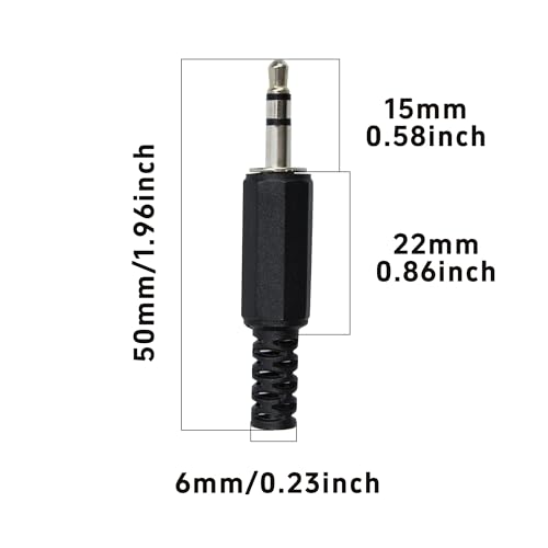 4PCS Conector de Audio Jack 3.5mm Macho Negro miniatura 2