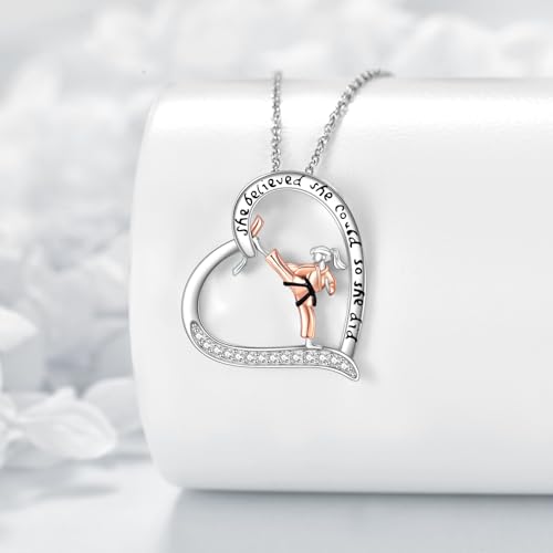 Karate/Boxing/Horse/Basketball/Skating/Soccer/Volleyball Necklace for Women Sterling Silver Heart Necklace Sport Jewelry for Women3