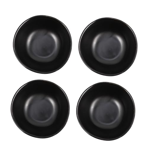 UKCOCO Ensemble De 4 Assiettes à Sauce En Céramique Noire Compactes, Plats à Épices Lisses Et Résistants, Pour Maison Et Restaurant, Bols à Dips Polyvalents