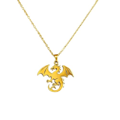 WETMT Silver Dragon Necklace for Women Dainty Gold Dragon Pendant Necklace Unique Y2K Vintage Dragons Necklaces Trendy Elegant Jewelry Accessories (gold)