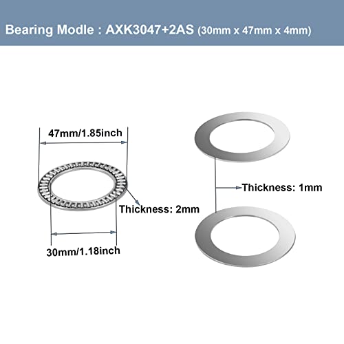 Hipicco Axk3047 2As Thrust Needle Roller Bearings With Washers 5Pcs，30 Bore 47 Od 2Mm Width, Gcr15 Hardness #TOP1