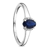 Orovi - Pierścionek zaręczynowy z 9K białego lub żółtego złota z diamentami i naturalnym szafirem i rubinem - Ponadczasowa elegancja z 6 błyszczącymi diamentami 0,03ct i 1 owalnym kamieniem