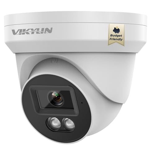 Image of VIKYLIN 8MP PoE IP Camera Outdoor, 4K PoE Security Turret Camera with Human /Vehicle Detection, 2.8mm Lens, 98ft EXIR 2.0 Night Vision,4K@20fps,Built-in Mic,512GB Card Slot, Blue Iris, NDAA Compliant