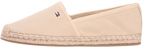 Tommy Hilfiger Alpargata de Lona con Bandera para Mujer, Fw0Fw08541, Color Beige (Guijarro arcillado), 7