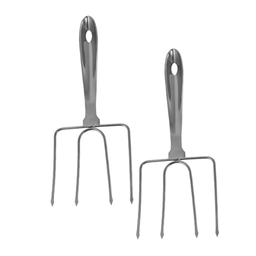 OFFSCH Turkey Chicken Fryer Fork 2-pack Stainless Steel Roast Forks Ergonomic Handle Heat Resistant Ideal for Thanksgiving