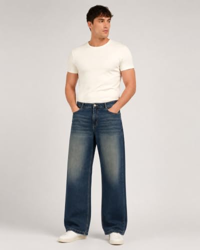 Image of GRECIILOOKS Baggy Jeans for Men | Mens Wide Leg Relax Fit Jeans | Baggy Jean's for Boys | Oversized Jean's for Everyday Streetwear