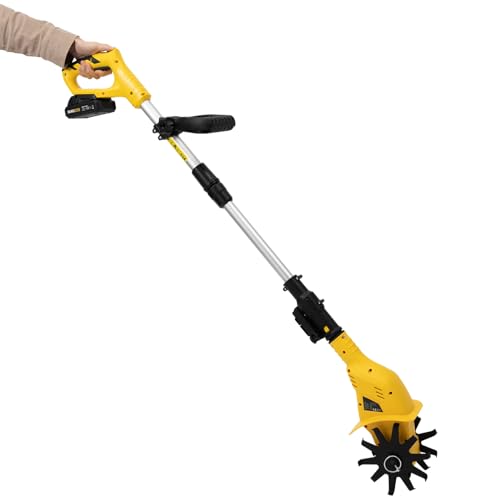 ZBXGJKSY Cordless Tiller Cultivator, Electric Rototiller with a 20v 2000mah Lithium Battery Garden Cordless Tiller Soil Cultivator up to 250r/Min 6.7