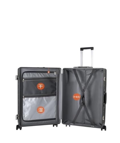 Carry On Luggage Multi-Function Suitcase USB Charging Boarding Box Aluminum Frame Trolley Case 20" 24" 26 Inch Front Opening Suitcase Luggage(Aluminum Frame 6,24Inches 600mm)4