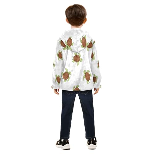 Turtle Pattern Print Design_1 Toddler Fleece Jacket Girl Boys Hooded Fleece Jacket Coat Warm Outwear Zip-up 3-10T4