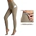 Cotton High Waist Yoga Pants with Pockets Tummy Control Workout 7/8 Leggings Running Athletic Compression Pants P30-Light Brown-S