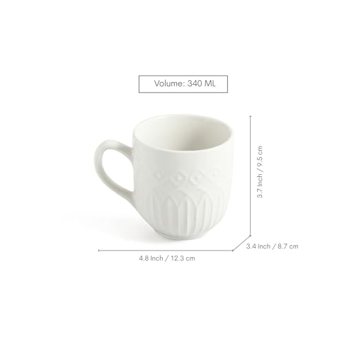 Image of ExclusiveLane 'Minimalist' Ceramic Coffee Mugs (Set of 2, 340 ml, In Gift Box, Microwave and Dishwasher Safe, Hand-Embossed) | Ceramic Coffee Mug Coffee Cup Set of 2 Tea Mugs Set Tea Cups Ceramic Mugs